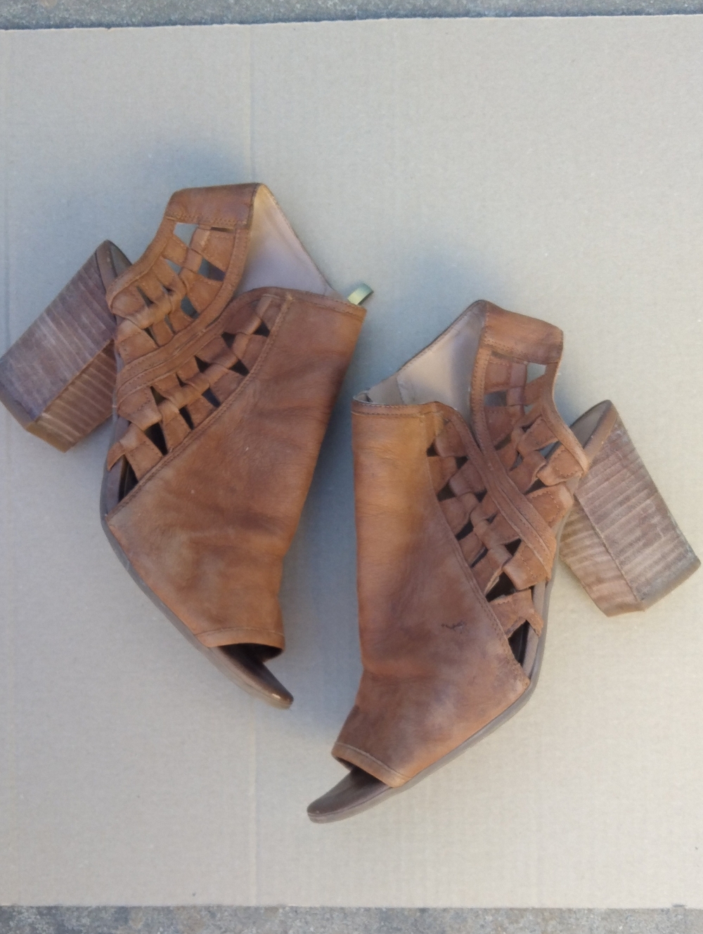 FRANCO SARTO Greenwich Suede Leather Side Zip Cutout Ankle Boots Open Toe 8M